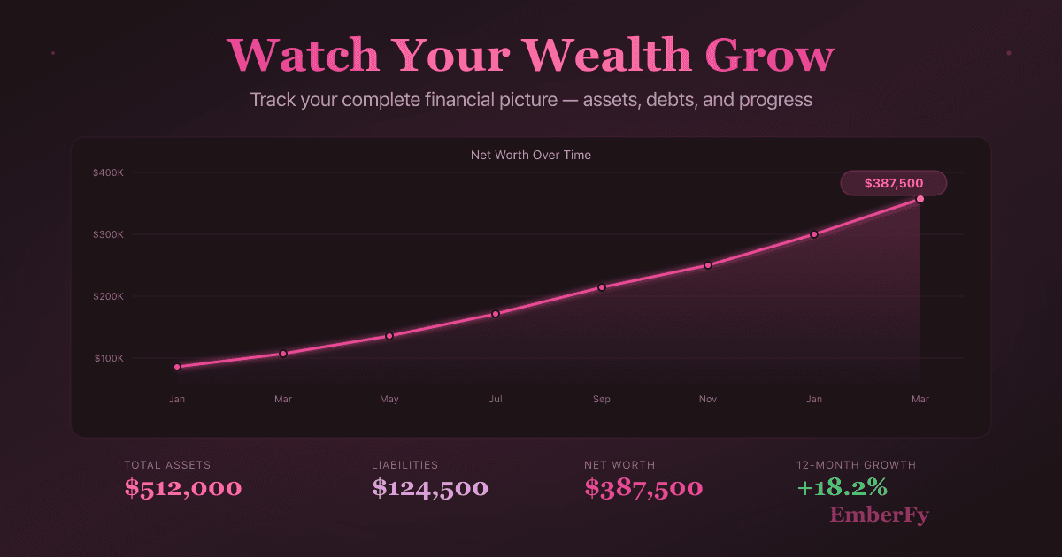 EmberFy net worth tracker showing growth over time